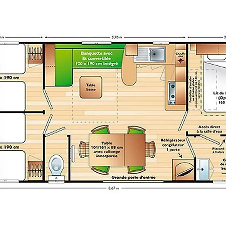 Campeggio Mobil-home Convivial, Animaux Admis - 6 Pers. - Api-1-52-2309 *